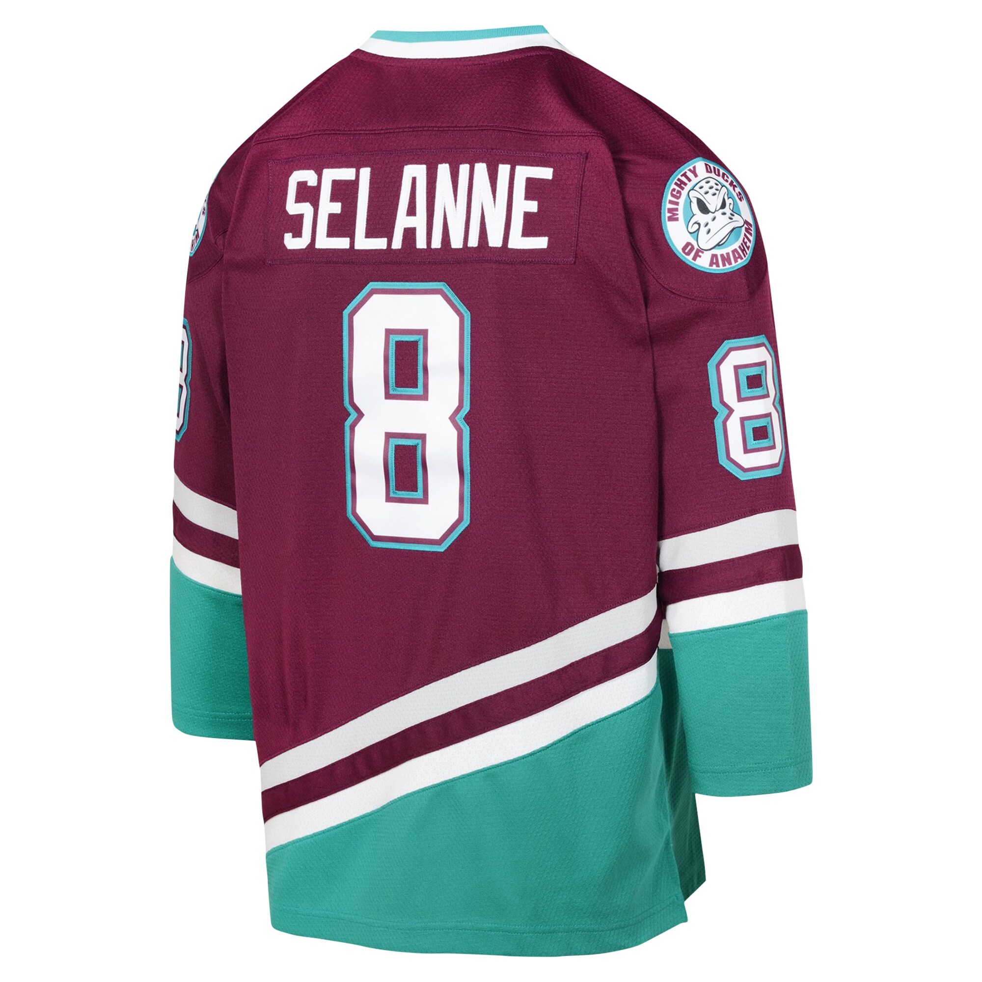Teemu Selanne Anaheim Ducks Mitchell & Ness Youth 1996 Blue Line Player Jersey – Maroon